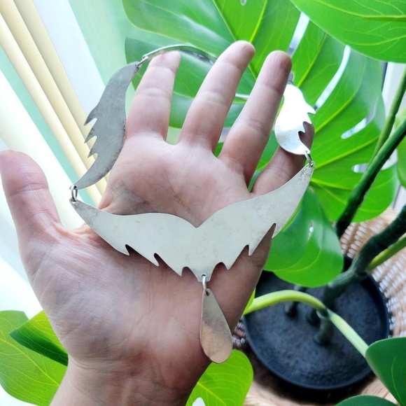 Vintage Mexican Alpaca Silver Abalone Shell Ornate Bib Necklace - Picture 7 of 16